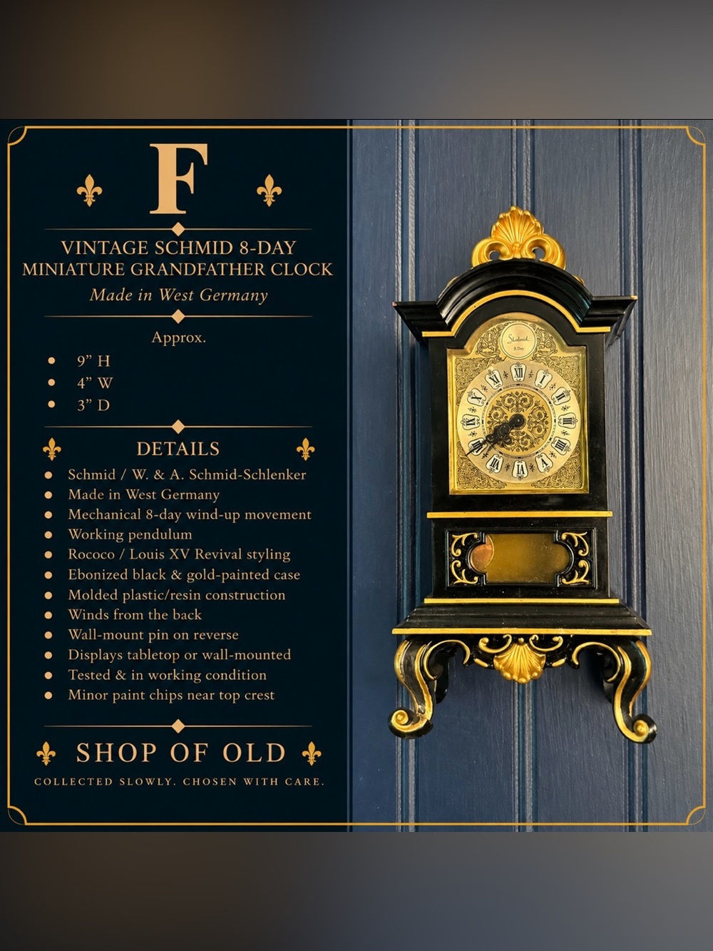 Vintage Schmid 8-Day Miniature Grandfather Clock | Made in West Germany